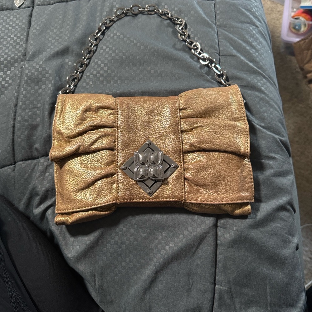 BCBG Maxazria Gold Chain Strap Clutch